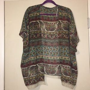 Plus Size Tribal Print Kimono Cardigan